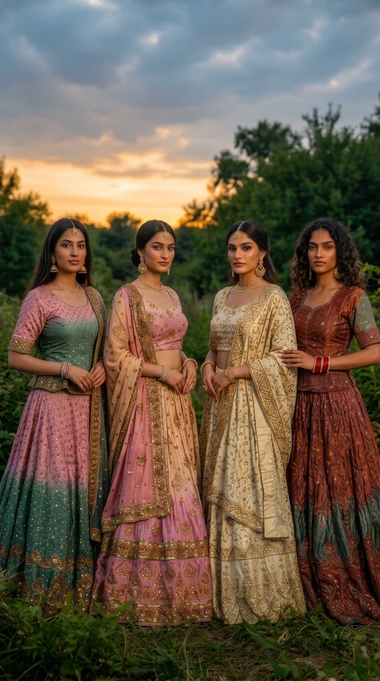 A rare crimson and gold South Asian garment in dramatic, moody light.